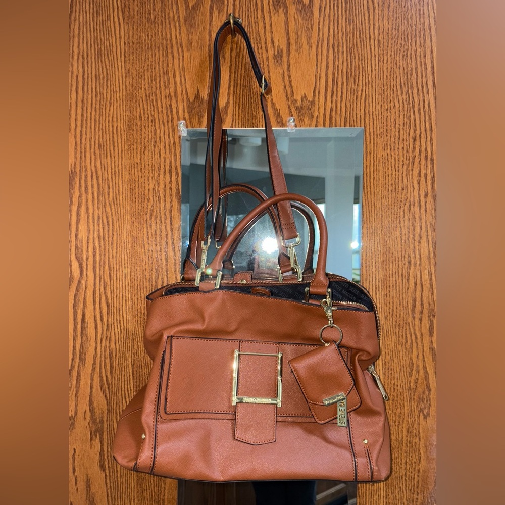 Steve Madden Brown Leather Handbag Gold Hardware